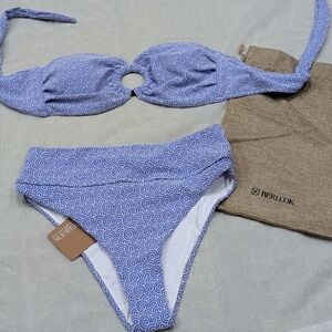 Berlook / new with tags / Medium / Blue Jacquard Bikini Set
